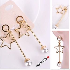 💥Host Pick💥925 Star Pearl Long drop Earrings